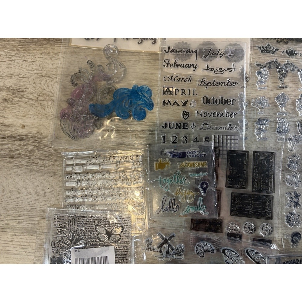 Lot of Scrapbooking Clear Stamps For Crafters Floral Months Retro Vintage - Picture 6 of 8